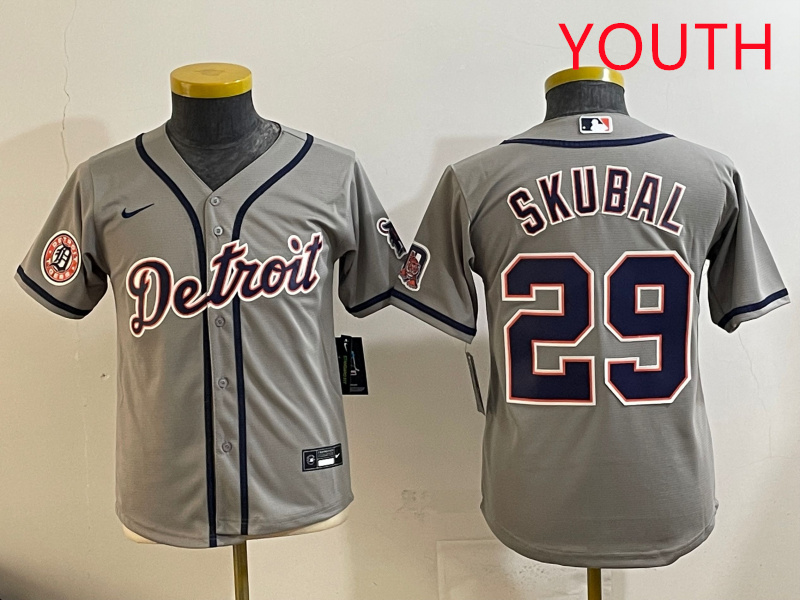 Youth 2025 Detroit Tigers 29 Skubal grey Nike MLB jersey style 7